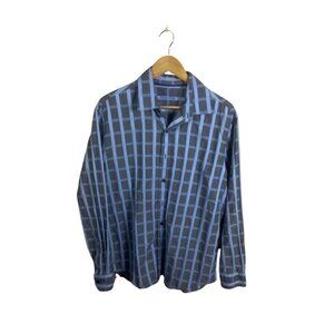 Tasso Elba Checkered Long Sleeve Button Up